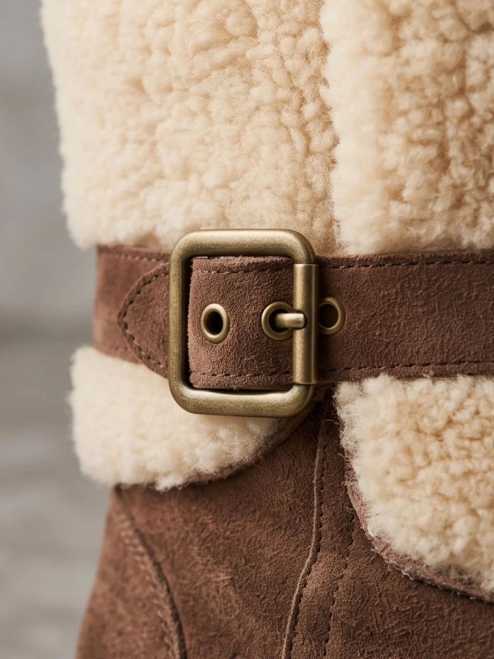 Ugg Blayre II Sheepskin & Suede Espresso Mid Calf Boots, Buckle Side Zip Sz 8.5